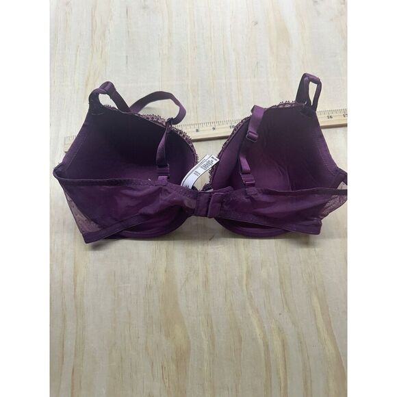 Victoria Secret Demi Lined Bra 38D Purple Push Up Lace Satin - Picture 2 of 4